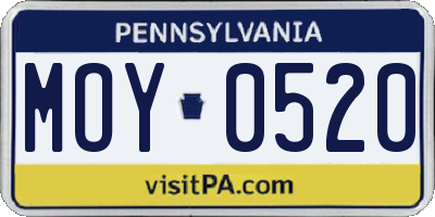 PA license plate MOY0520