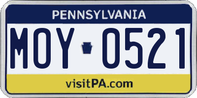 PA license plate MOY0521