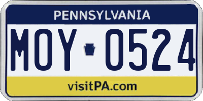 PA license plate MOY0524