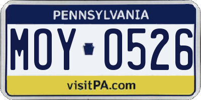 PA license plate MOY0526