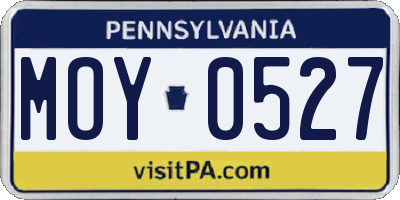PA license plate MOY0527