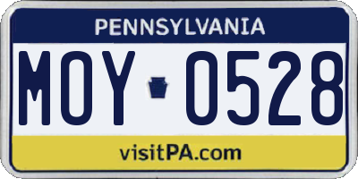 PA license plate MOY0528
