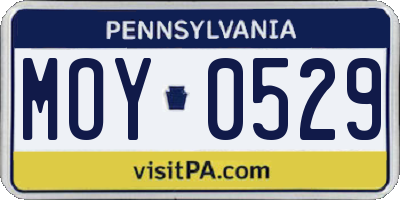PA license plate MOY0529