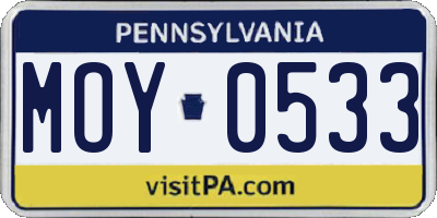 PA license plate MOY0533