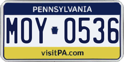 PA license plate MOY0536