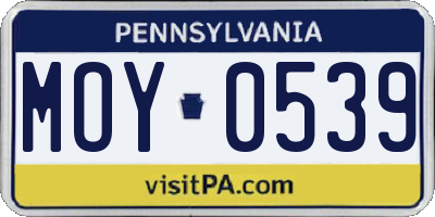 PA license plate MOY0539