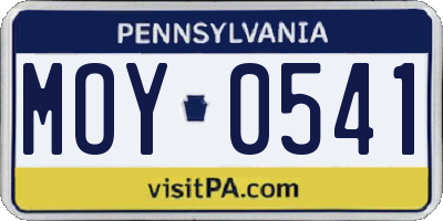 PA license plate MOY0541