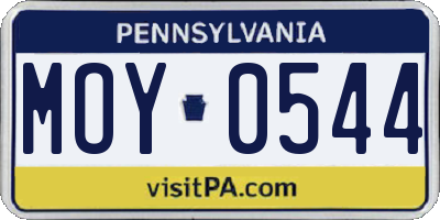 PA license plate MOY0544