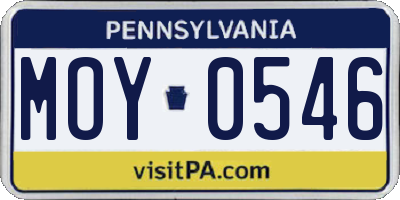PA license plate MOY0546