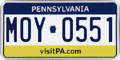 PA license plate MOY0551