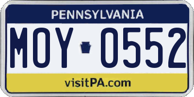 PA license plate MOY0552