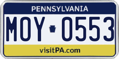 PA license plate MOY0553