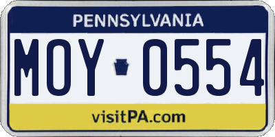 PA license plate MOY0554