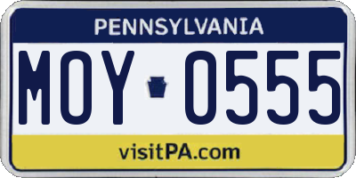 PA license plate MOY0555