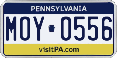PA license plate MOY0556