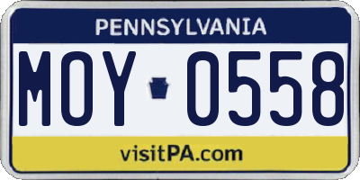 PA license plate MOY0558