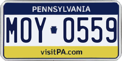 PA license plate MOY0559