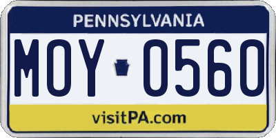 PA license plate MOY0560