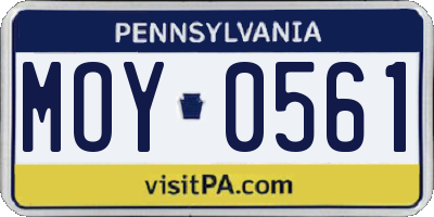 PA license plate MOY0561