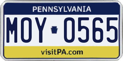 PA license plate MOY0565