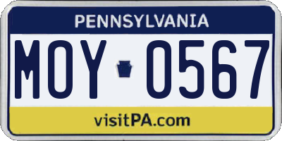 PA license plate MOY0567