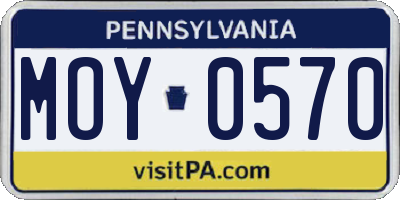 PA license plate MOY0570