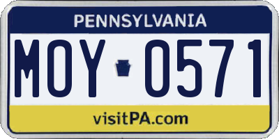 PA license plate MOY0571