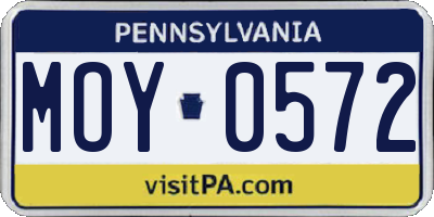 PA license plate MOY0572