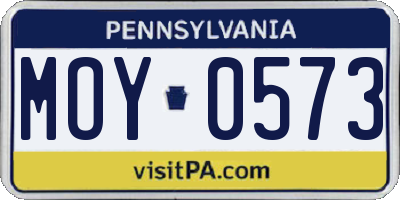 PA license plate MOY0573
