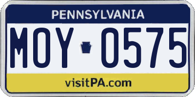 PA license plate MOY0575
