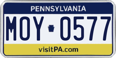 PA license plate MOY0577