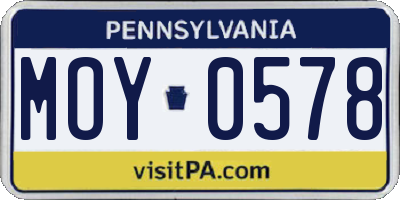PA license plate MOY0578