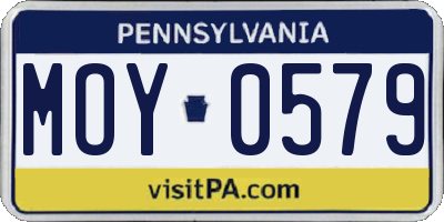 PA license plate MOY0579