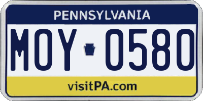 PA license plate MOY0580