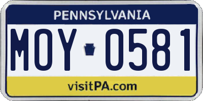 PA license plate MOY0581