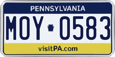 PA license plate MOY0583