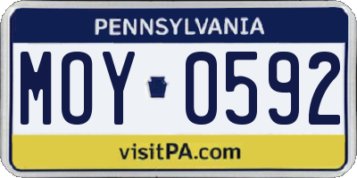 PA license plate MOY0592