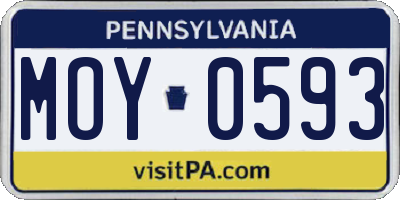 PA license plate MOY0593