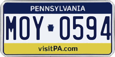PA license plate MOY0594