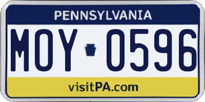 PA license plate MOY0596
