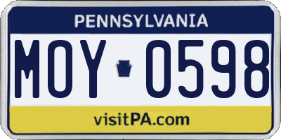PA license plate MOY0598