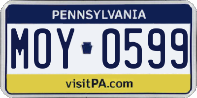 PA license plate MOY0599