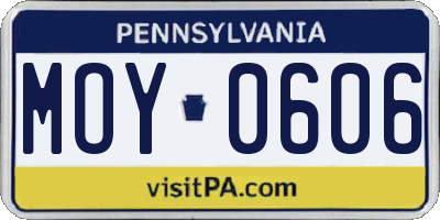 PA license plate MOY0606