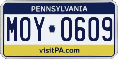 PA license plate MOY0609