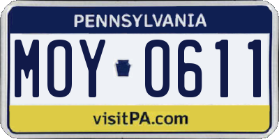 PA license plate MOY0611