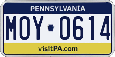 PA license plate MOY0614