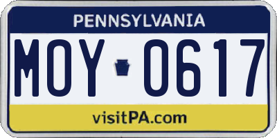 PA license plate MOY0617