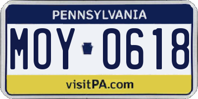 PA license plate MOY0618