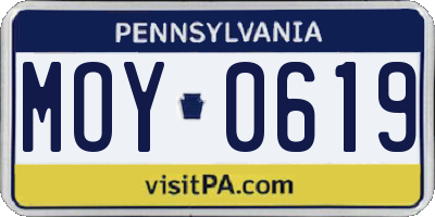 PA license plate MOY0619