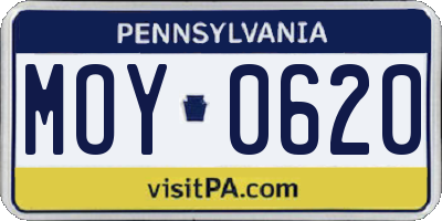 PA license plate MOY0620